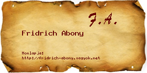 Fridrich Abony névjegykártya
